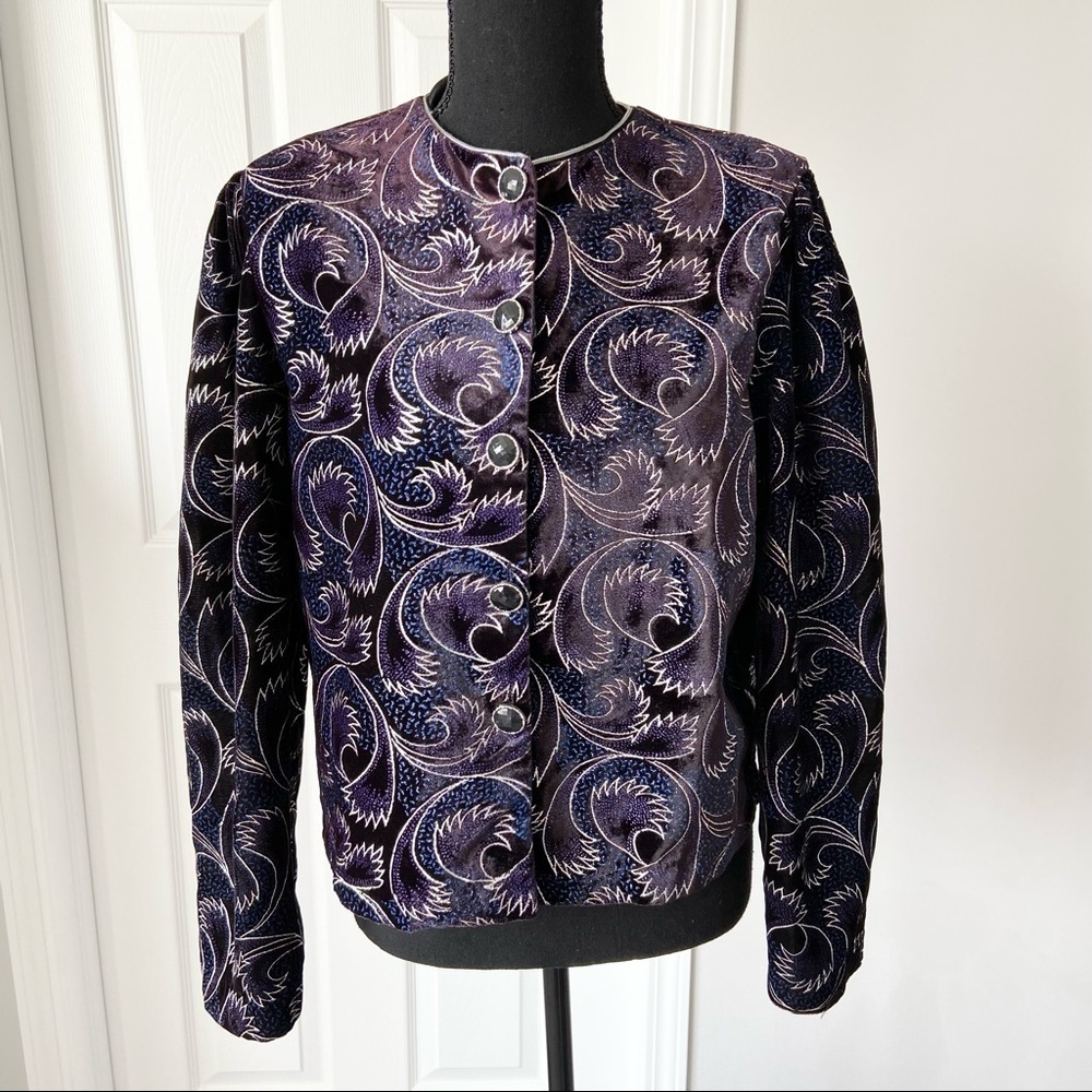 Vintage Jeri  Marque Metallic Paisley Print Lightweight Jacket